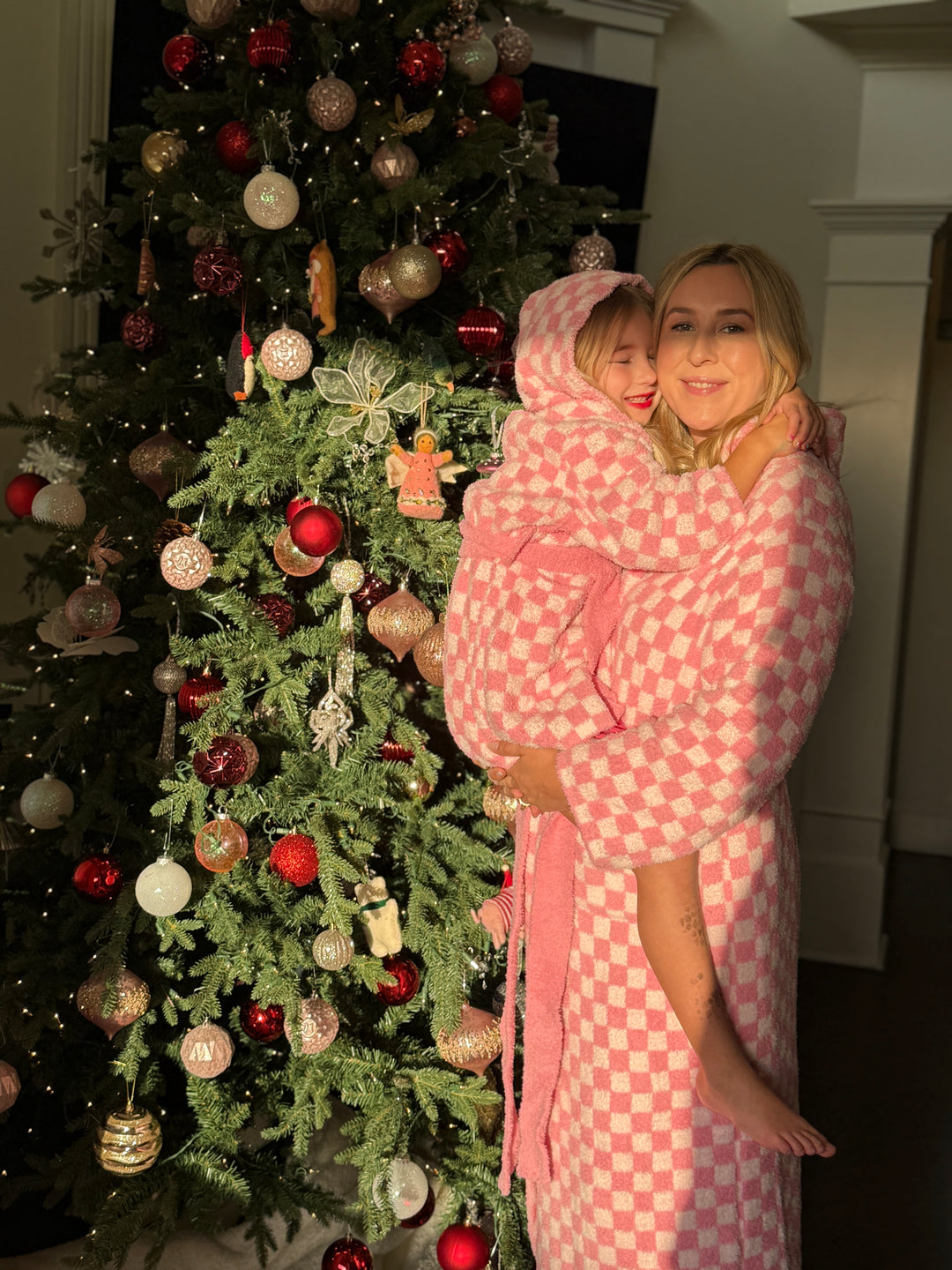 Adult Check Print Hooded Robe