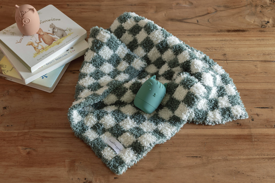 Baby's Breath & Forest Green Check Print Lovey