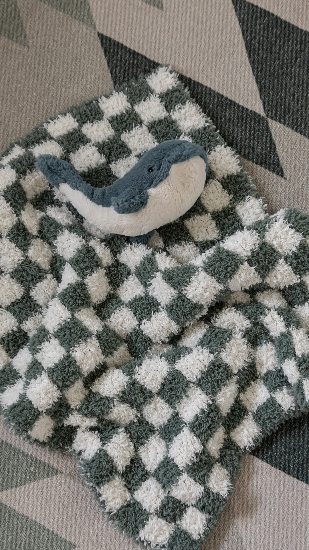Baby's Breath & Forest Green Check Print Lovey