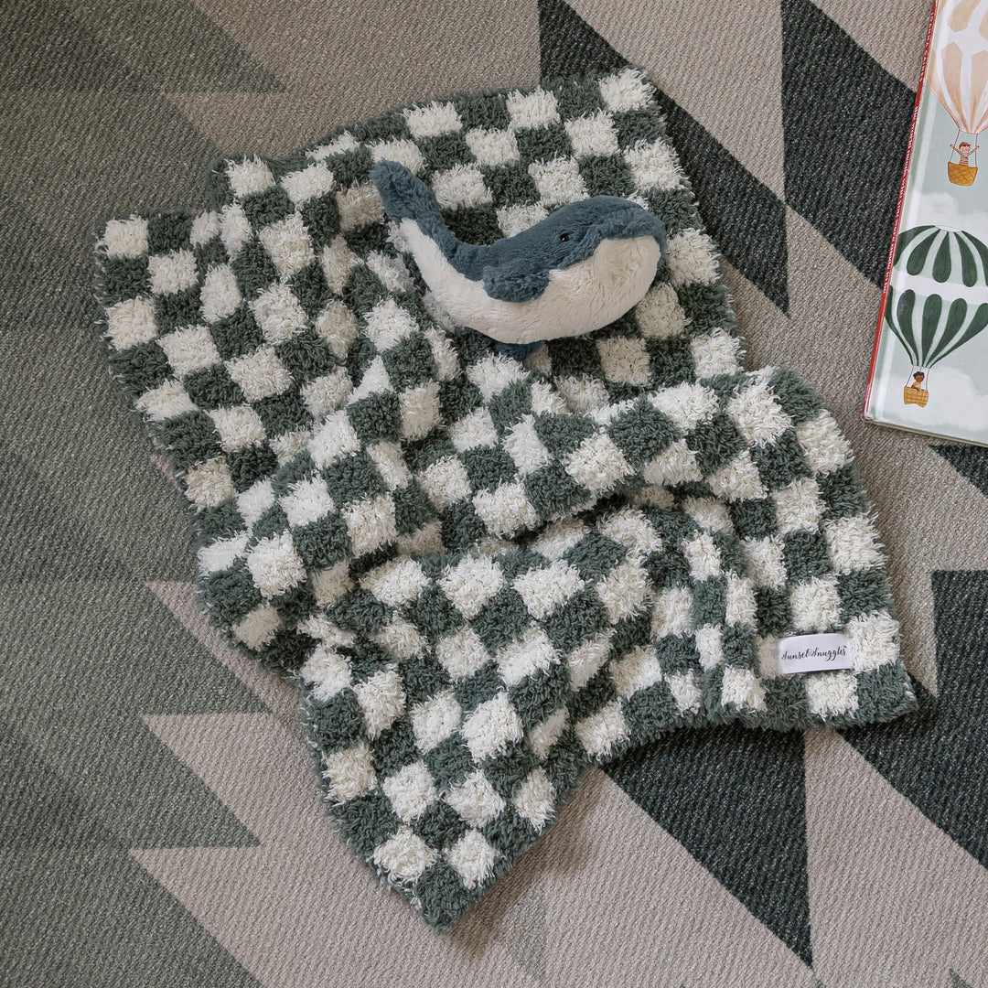 Baby's Breath & Forest Green Check Print Lovey