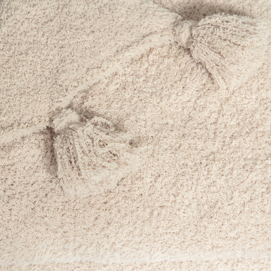 Blushing Beige Solid Double Layer with Tassels Print Extended Throw