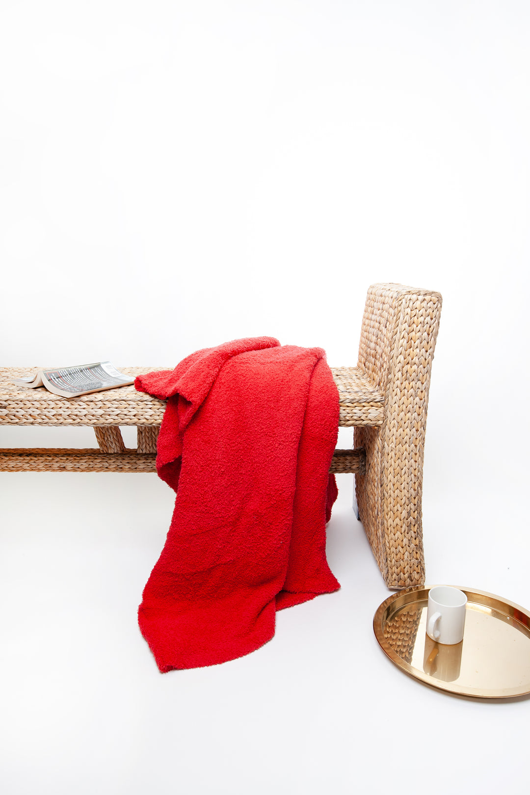 Christmas Red Solid Double Layered Print Throw