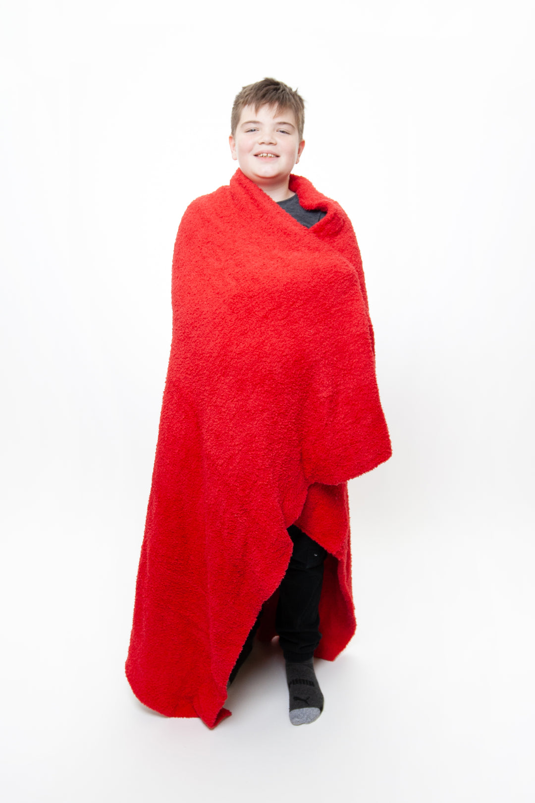 Christmas Red Solid Double Layered Print Throw