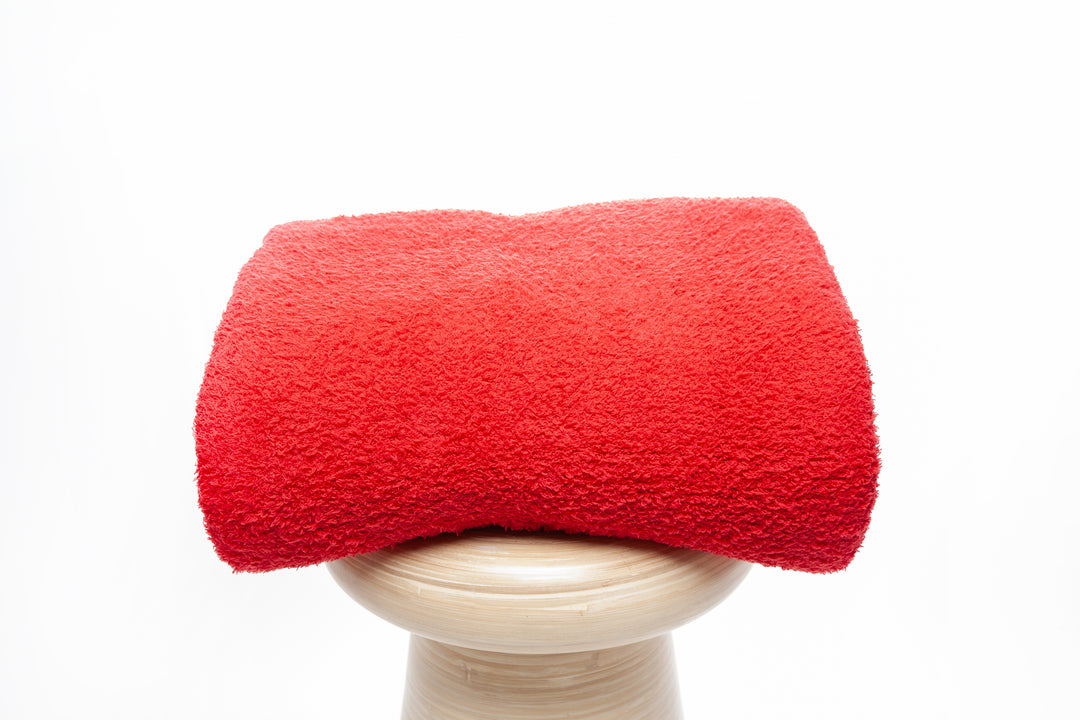 Christmas Red Solid Double Layered Print Throw