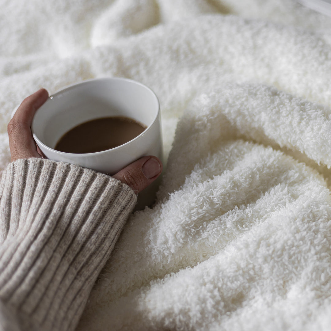 White Solid Double Layered Throw
