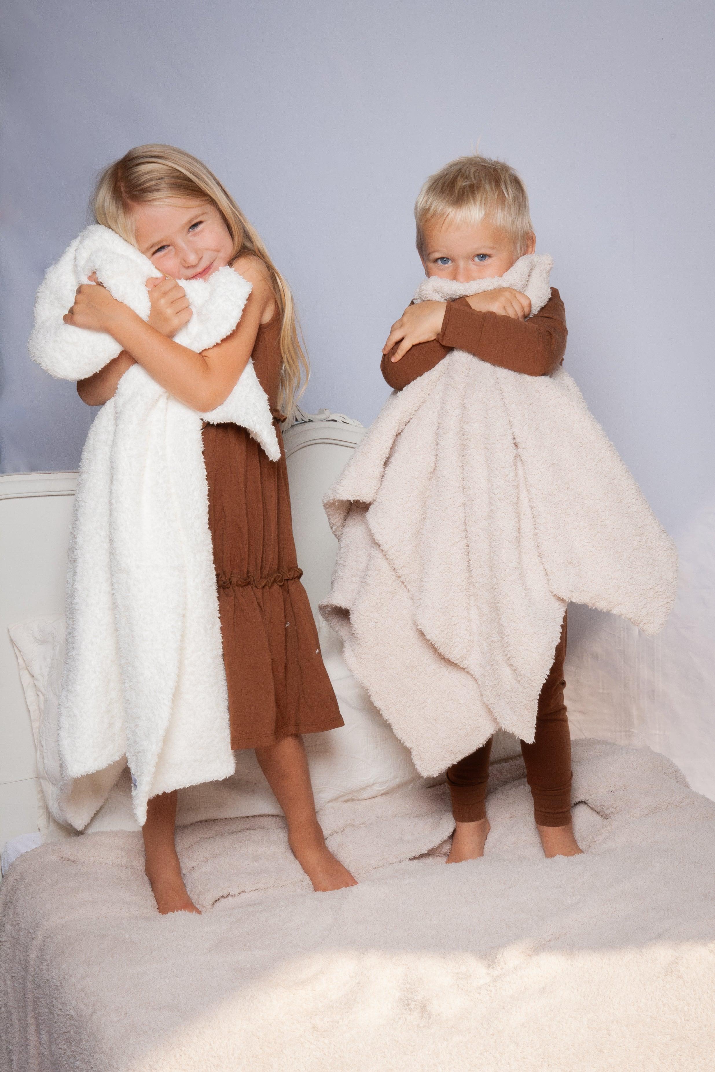 Blushing Beige Solid Double Layered Toddler Blanket - Sunset Snuggles