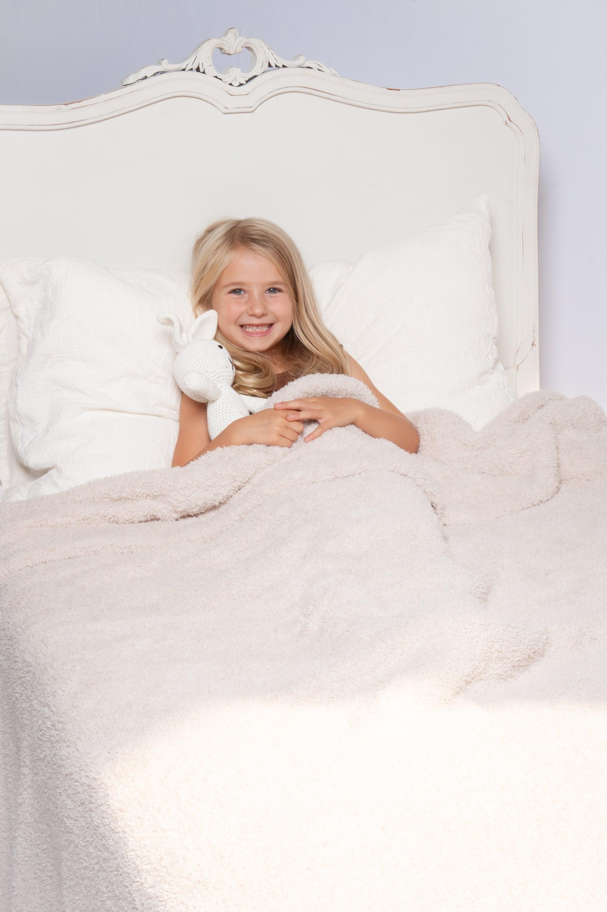 Solid Doubled Layered in Blushing Beige Twin Bed Blanket - Sunset Snuggles