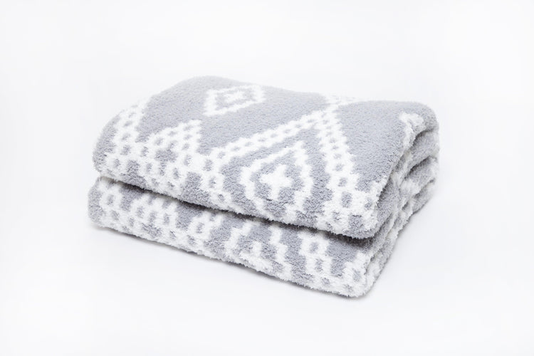 Grey & White Diamond Mosaic Print Throw - Sunset Snuggles