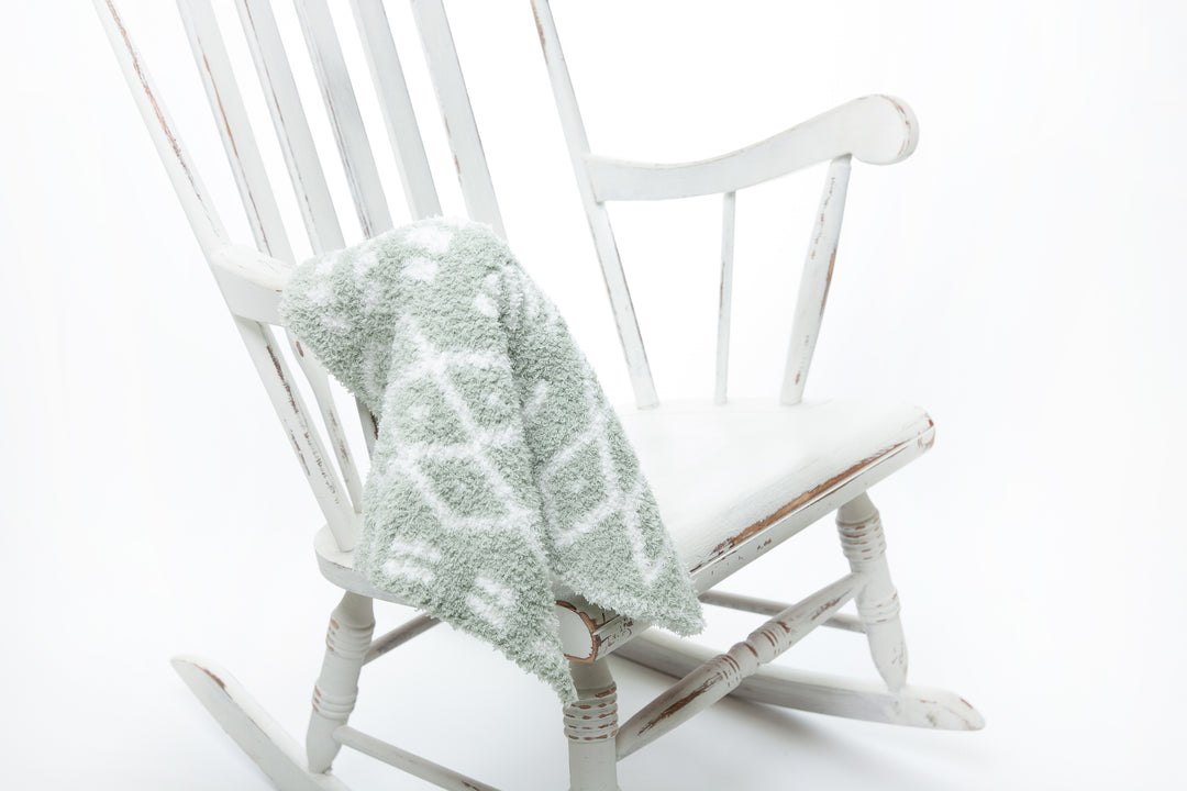 Desert Sage & White Diamond Point Print Lovey