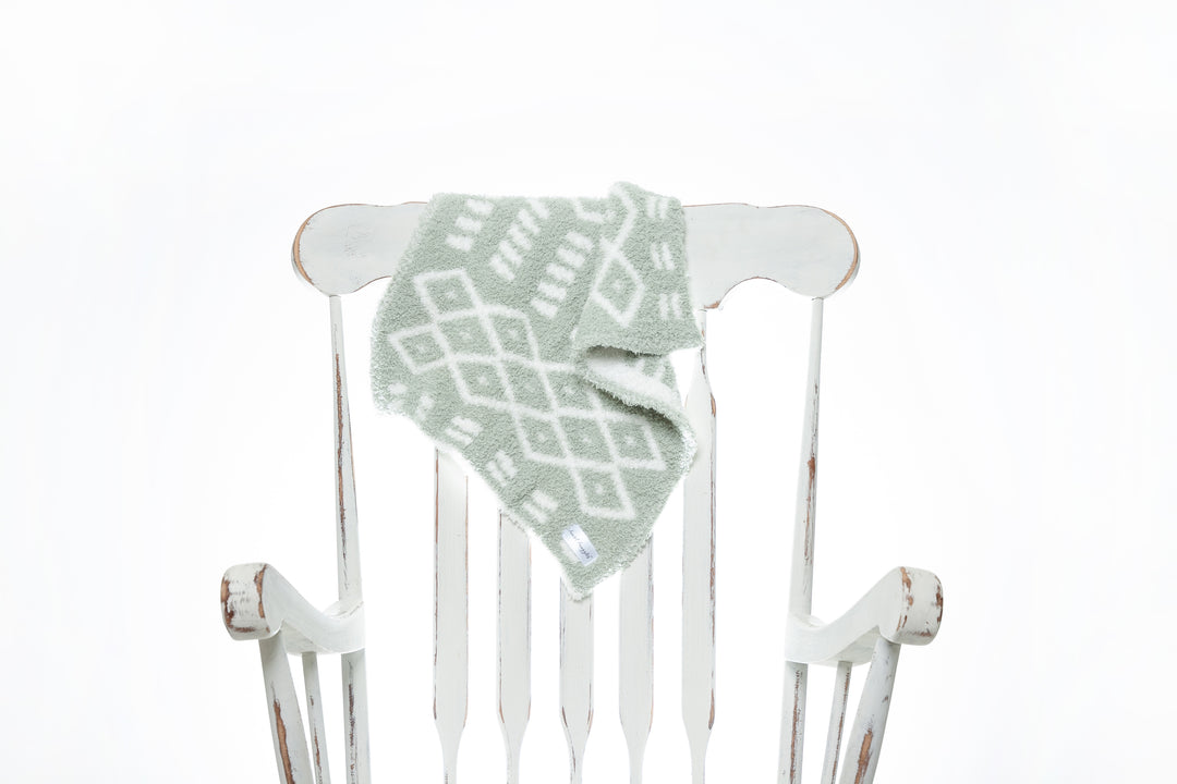 Desert Sage & White Diamond Point Print Lovey