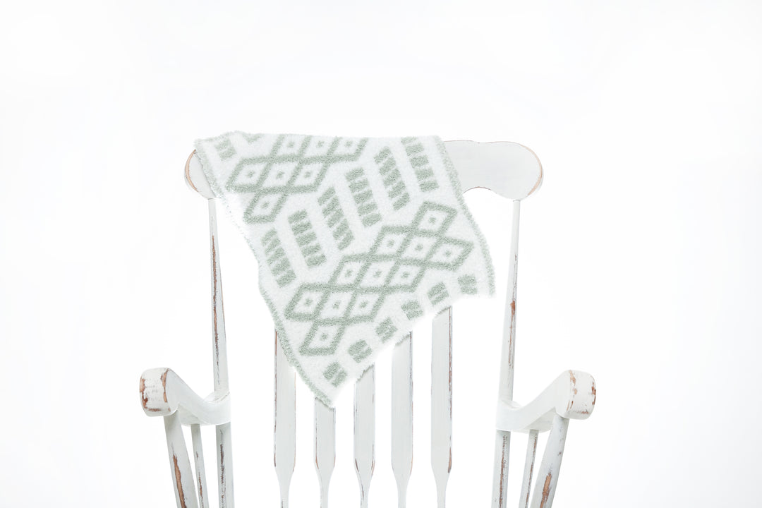 Desert Sage & White Diamond Point Print Lovey
