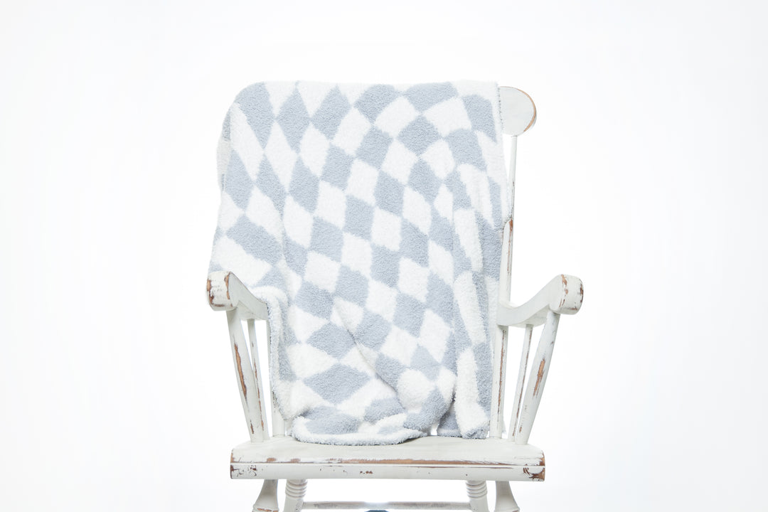 Frozen & White Wavy Checker Print Toddler Blanket