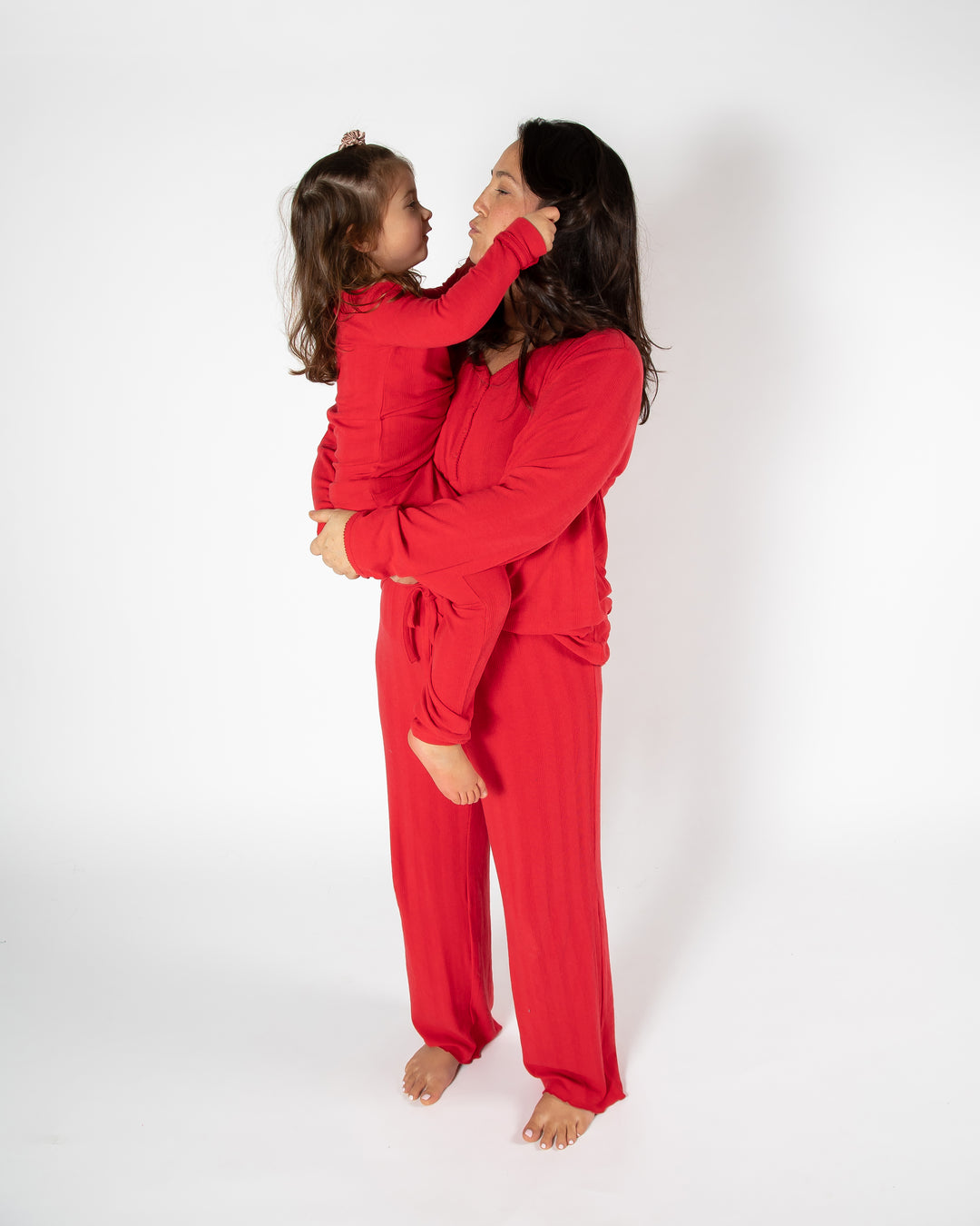 Red Two Piece Long Pajama Set