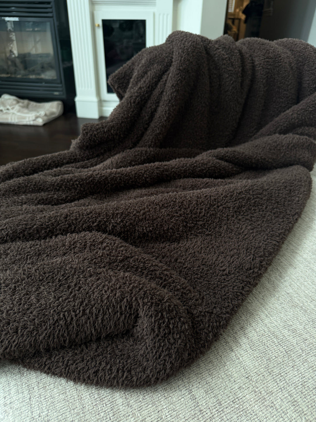 Dark Chocolate Solid Double Layered Print Extended Throw