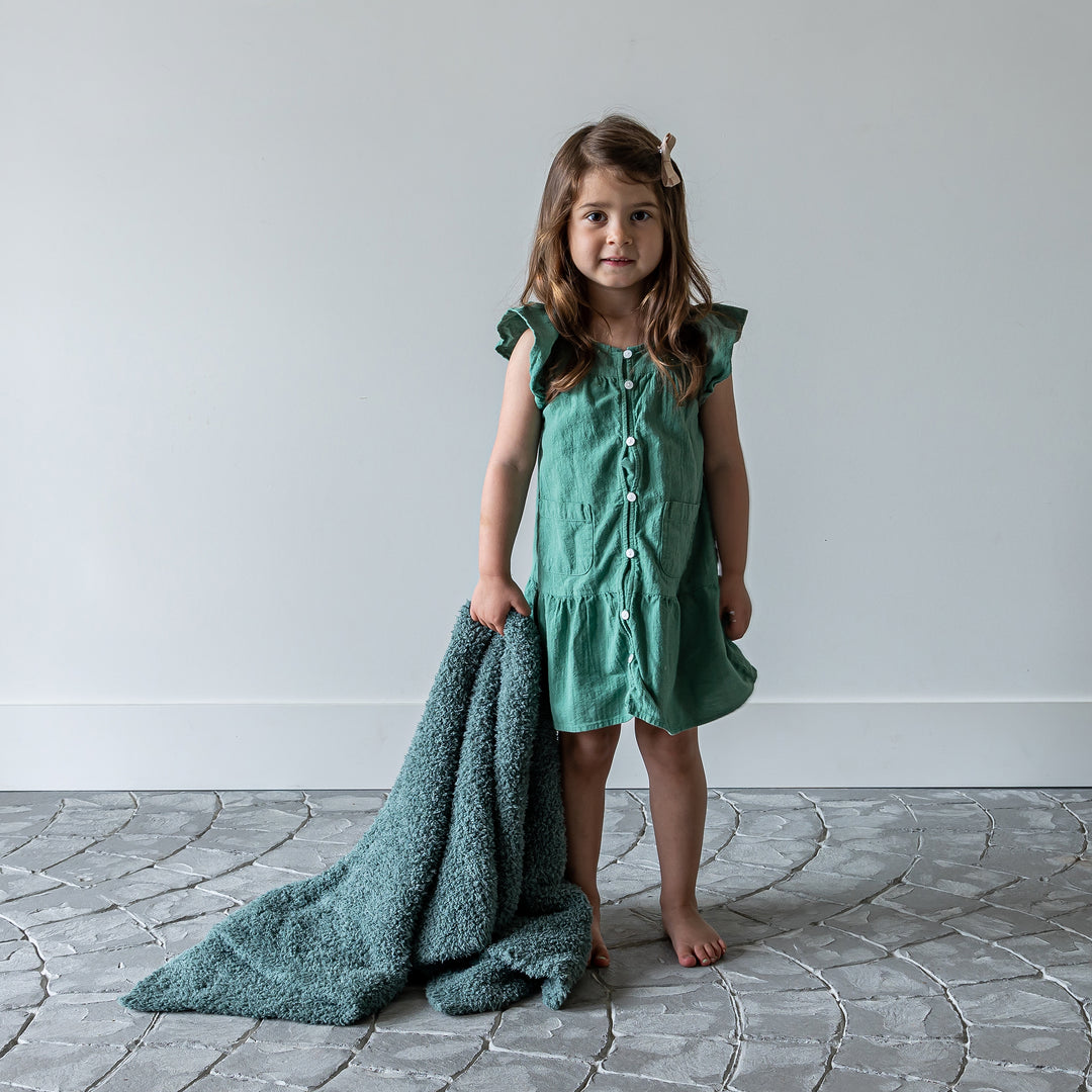 Dark Forest Green Solid Double Layered Print Toddler