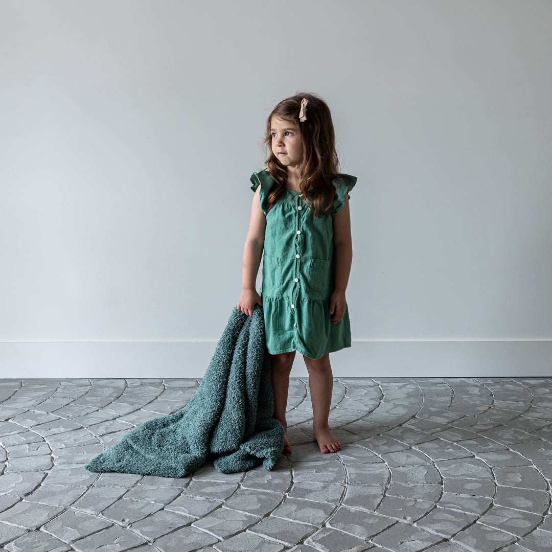 Dark Forest Green Solid Double Layered Print Toddler