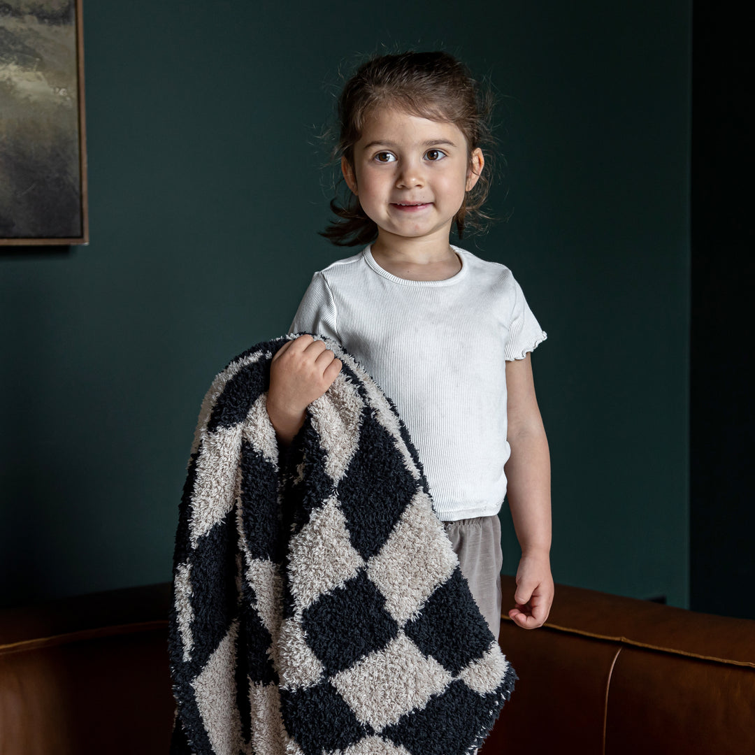 Tap Shoe and Rainy Day Wavy Checker Print Toddler Blanket