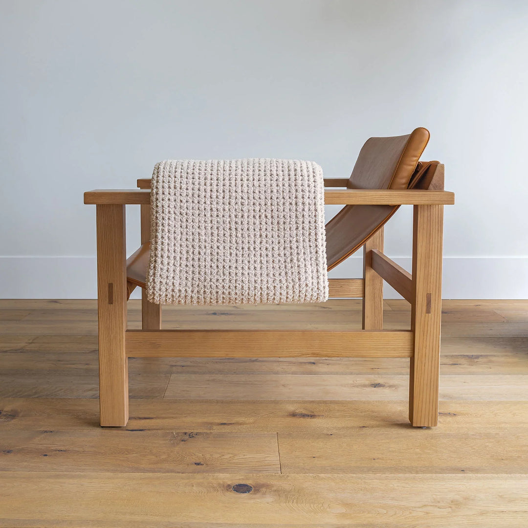 Waffle Print Beige Extended Throw