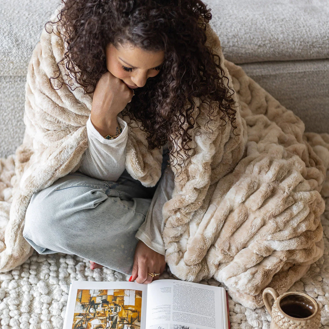 Caramel Swirl Double-sided Minky Blanket