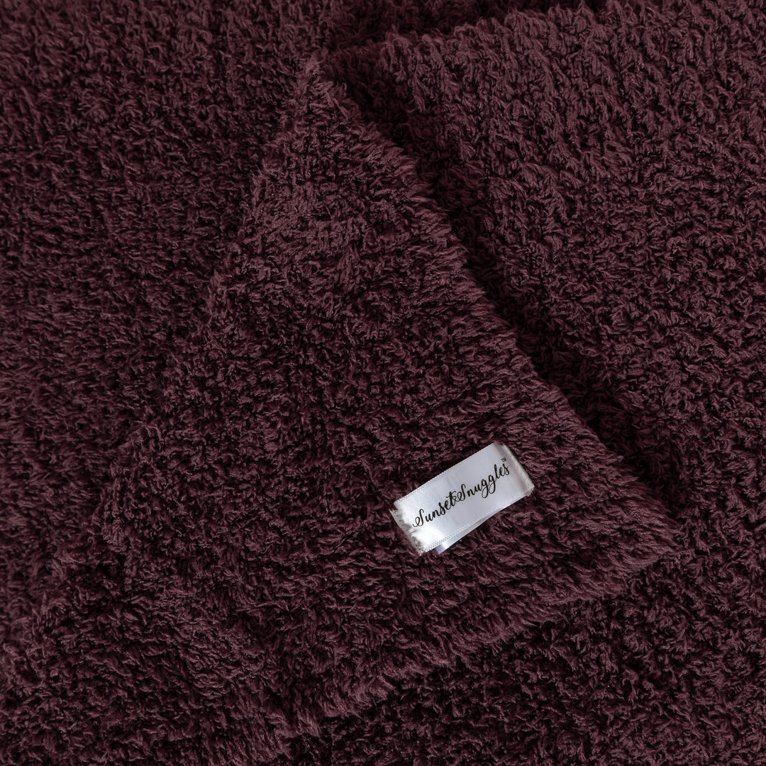 Red Mahogany Solid Ribbed Border Extended Throw