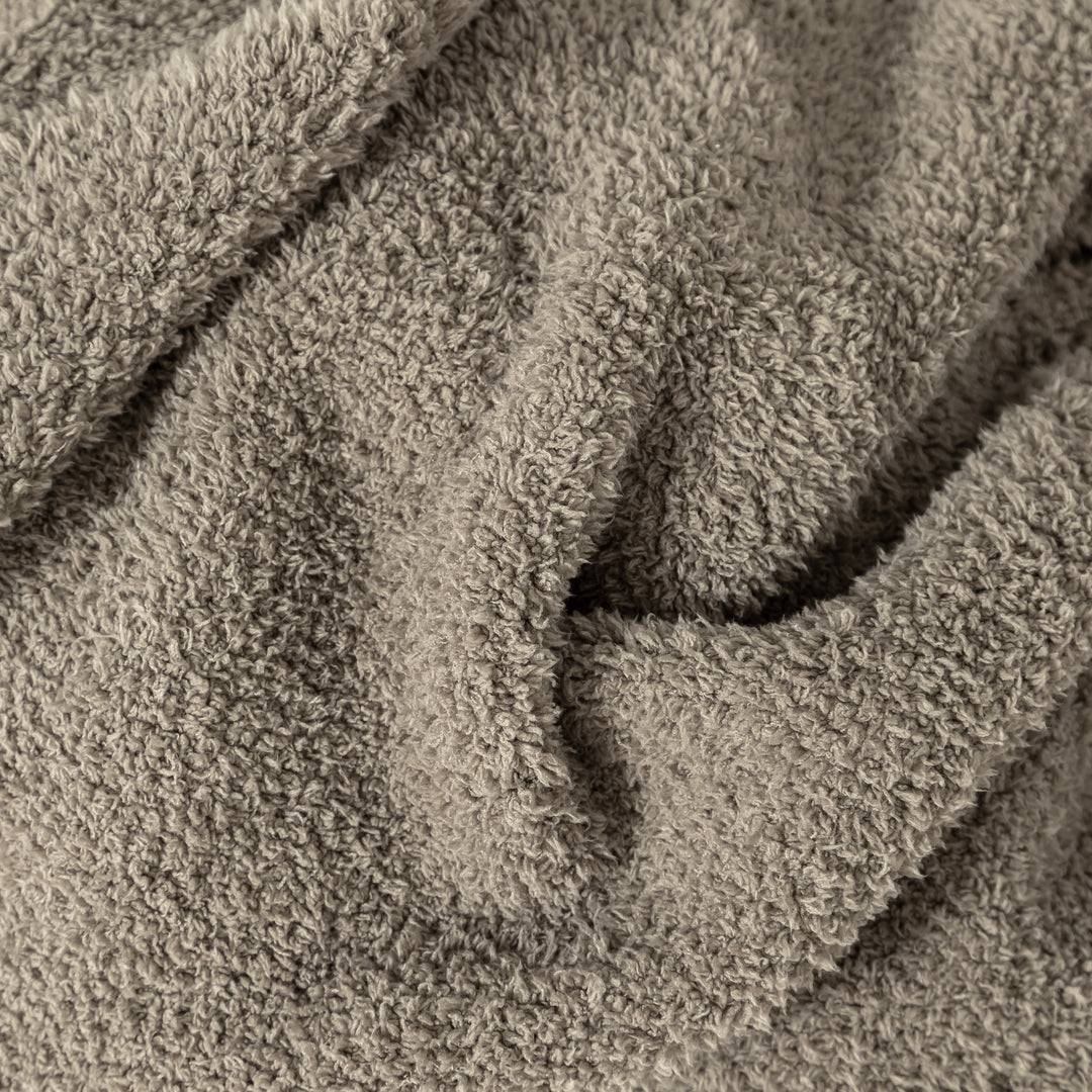 Dark Greige Solid Ribbed Border Extended Throw