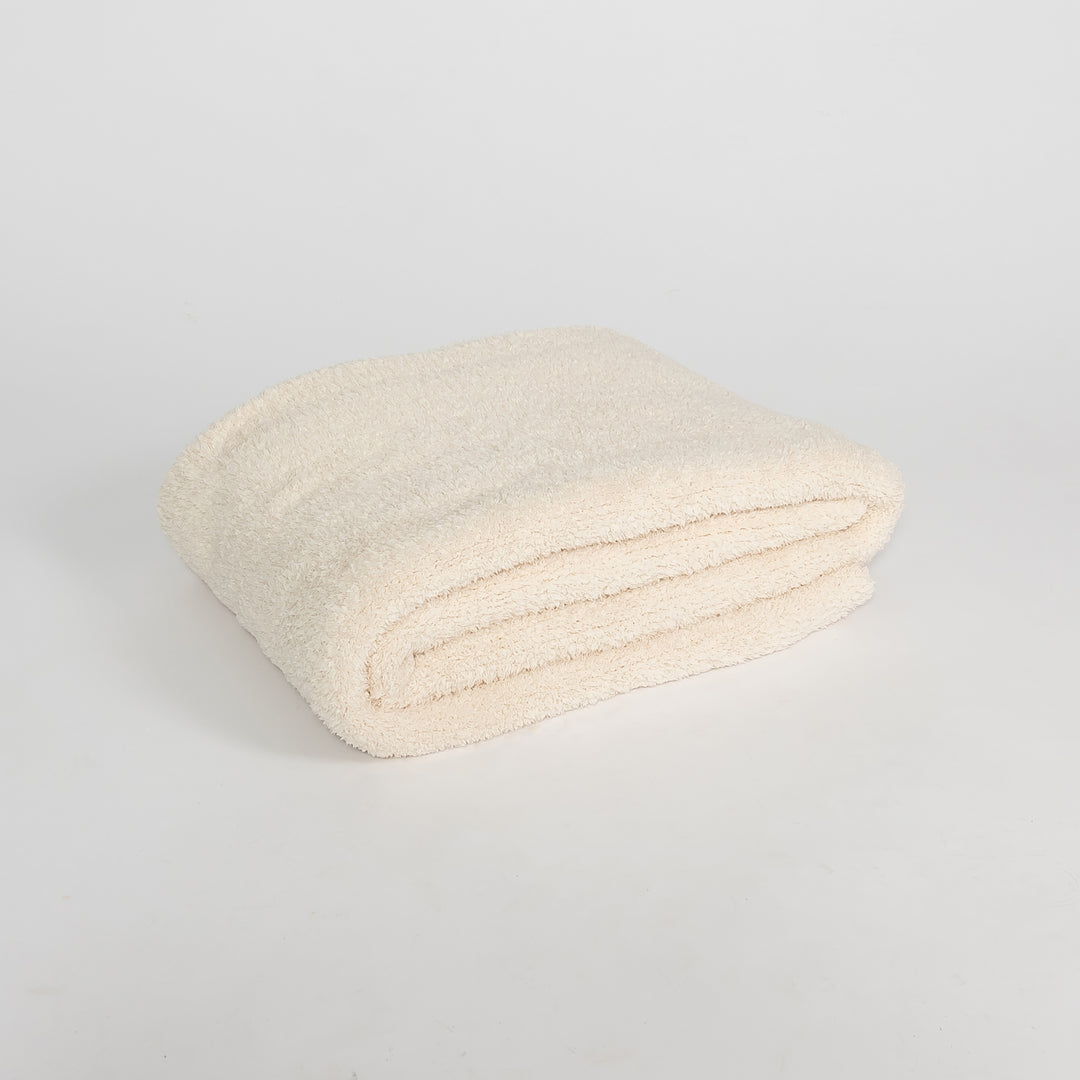 Angora Solid Ribbed Border Extended Throw