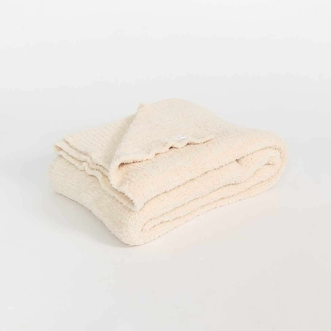 Angora Solid Ribbed Border Extended Throw