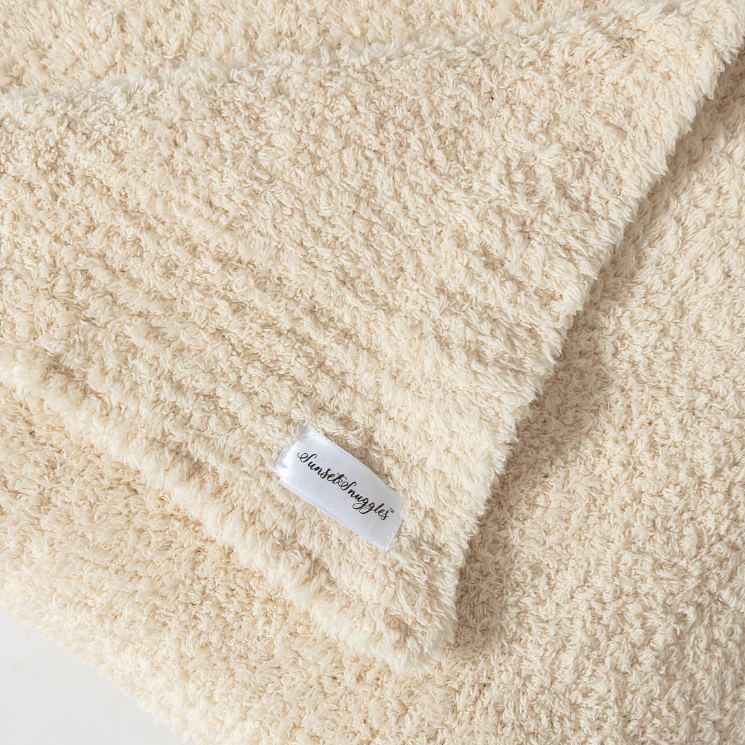 Angora Solid Ribbed Border Extended Throw
