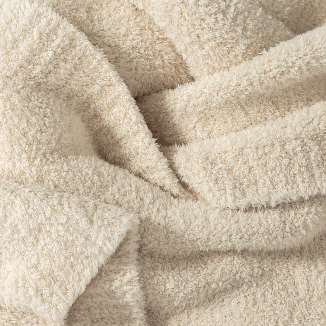 Angora Solid Ribbed Border Extended Throw