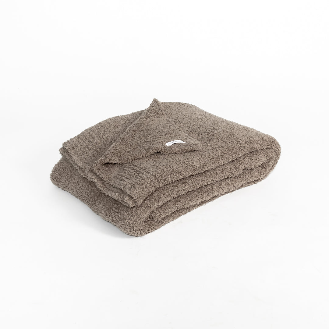 Mountain Trail Brown Solid Ribbed Border Extended Throw