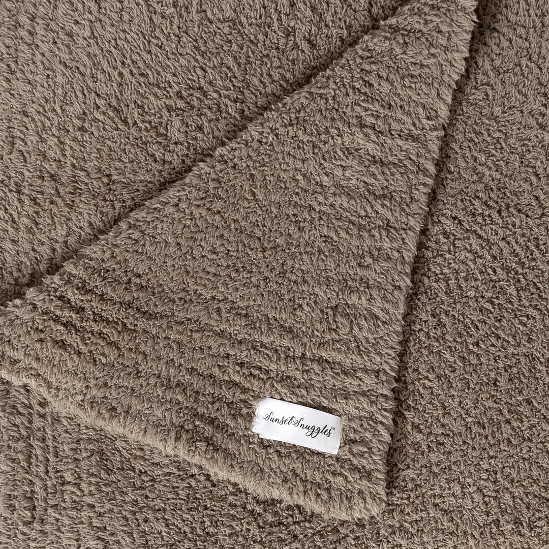 Mountain Trail Brown Solid Ribbed Border Extended Throw