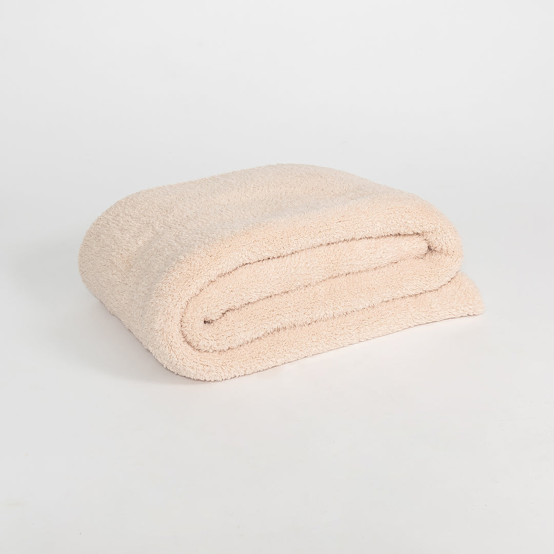 Sandy Beach Solid Ribbed Border Extended Throw