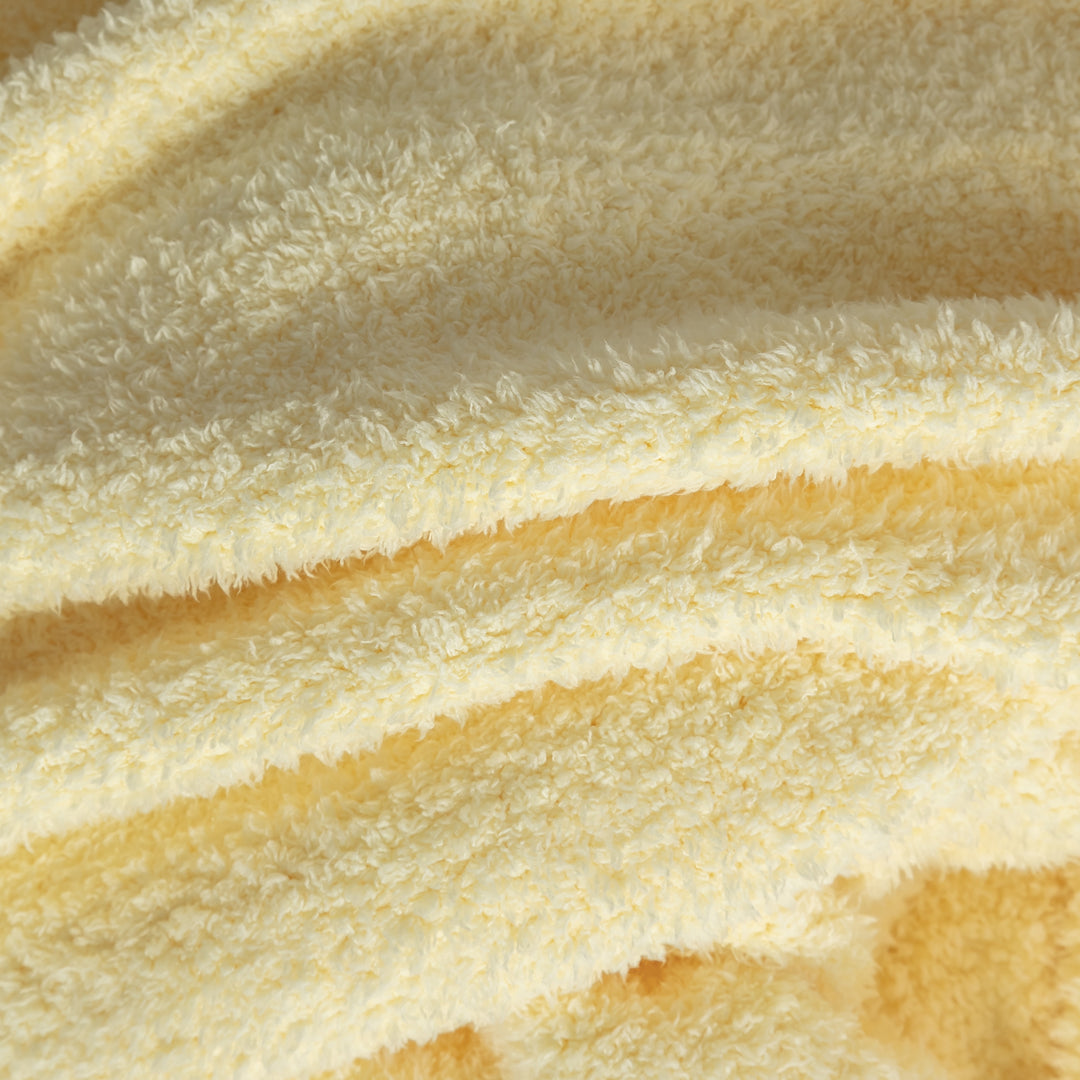 Pastel Yellow Solid Ribbed Border Extended Throw