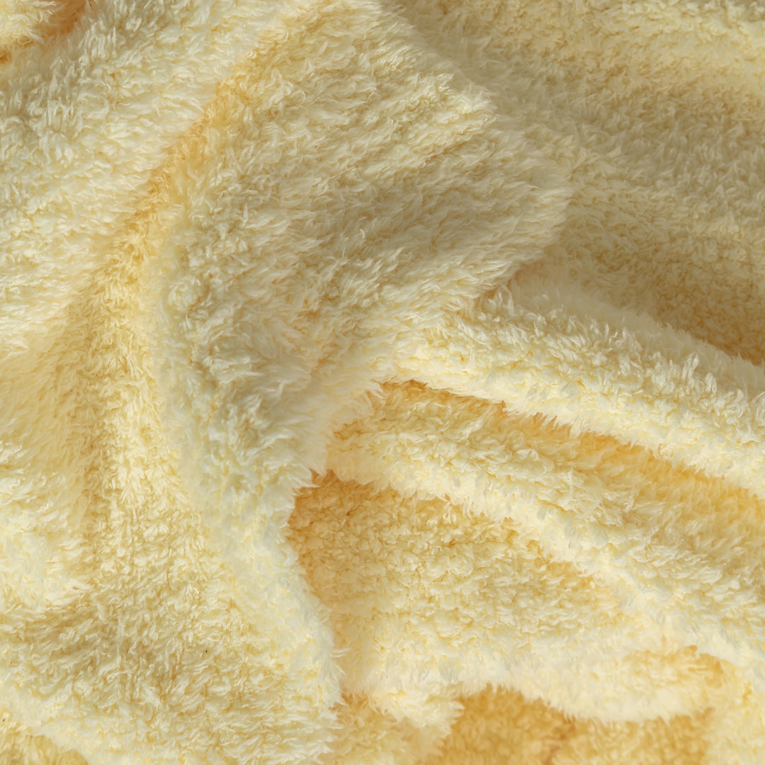 Pastel Yellow Solid Ribbed Border Extended Throw