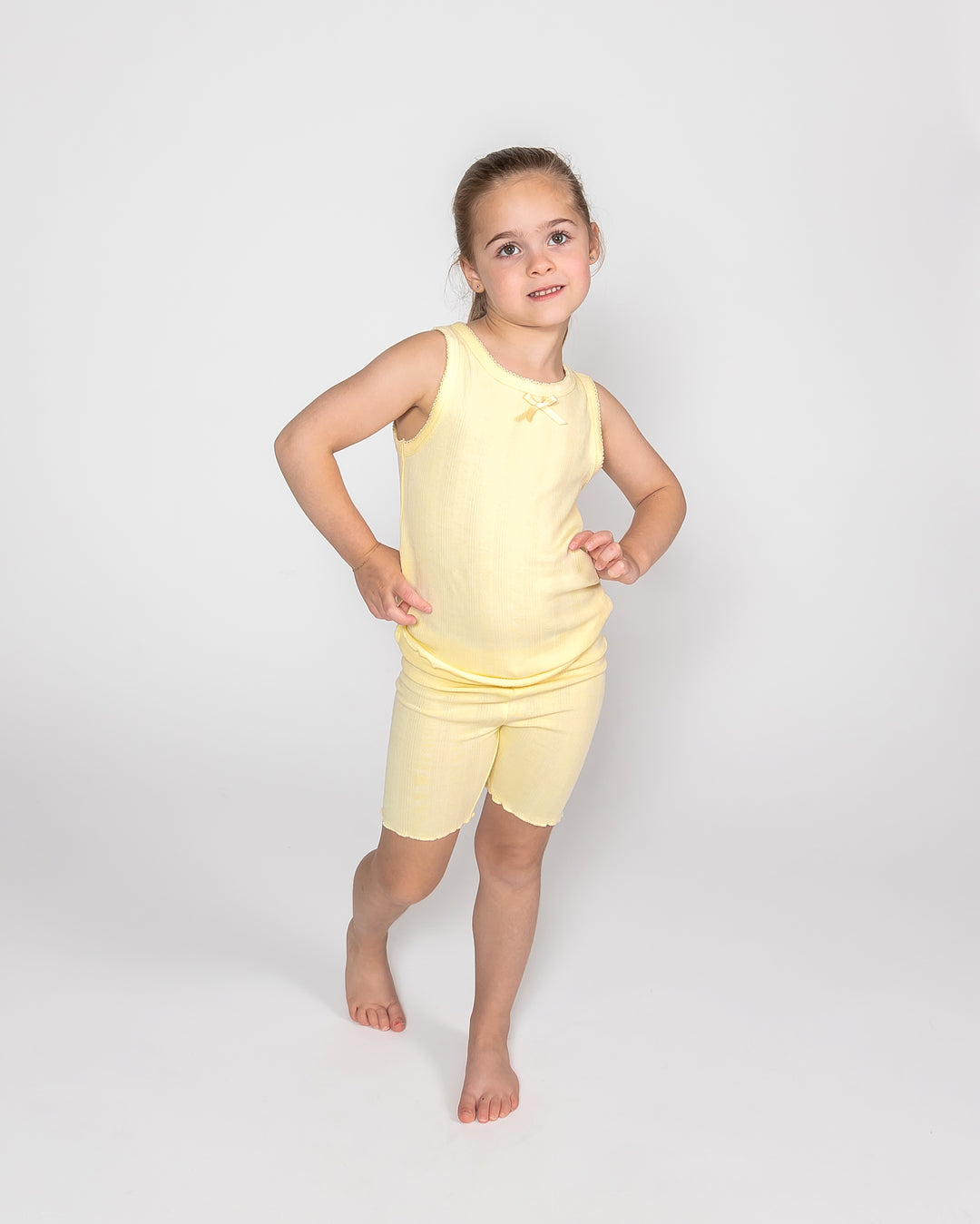 Kids Tank Top &amp; Short PJ Set - Pastel Yellow