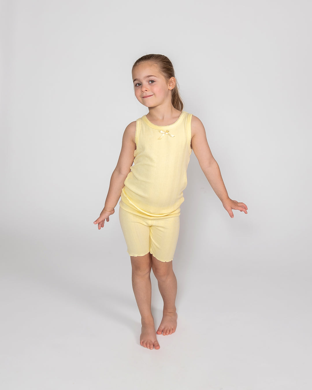 Kids Tank Top &amp; Short PJ Set - Pastel Yellow