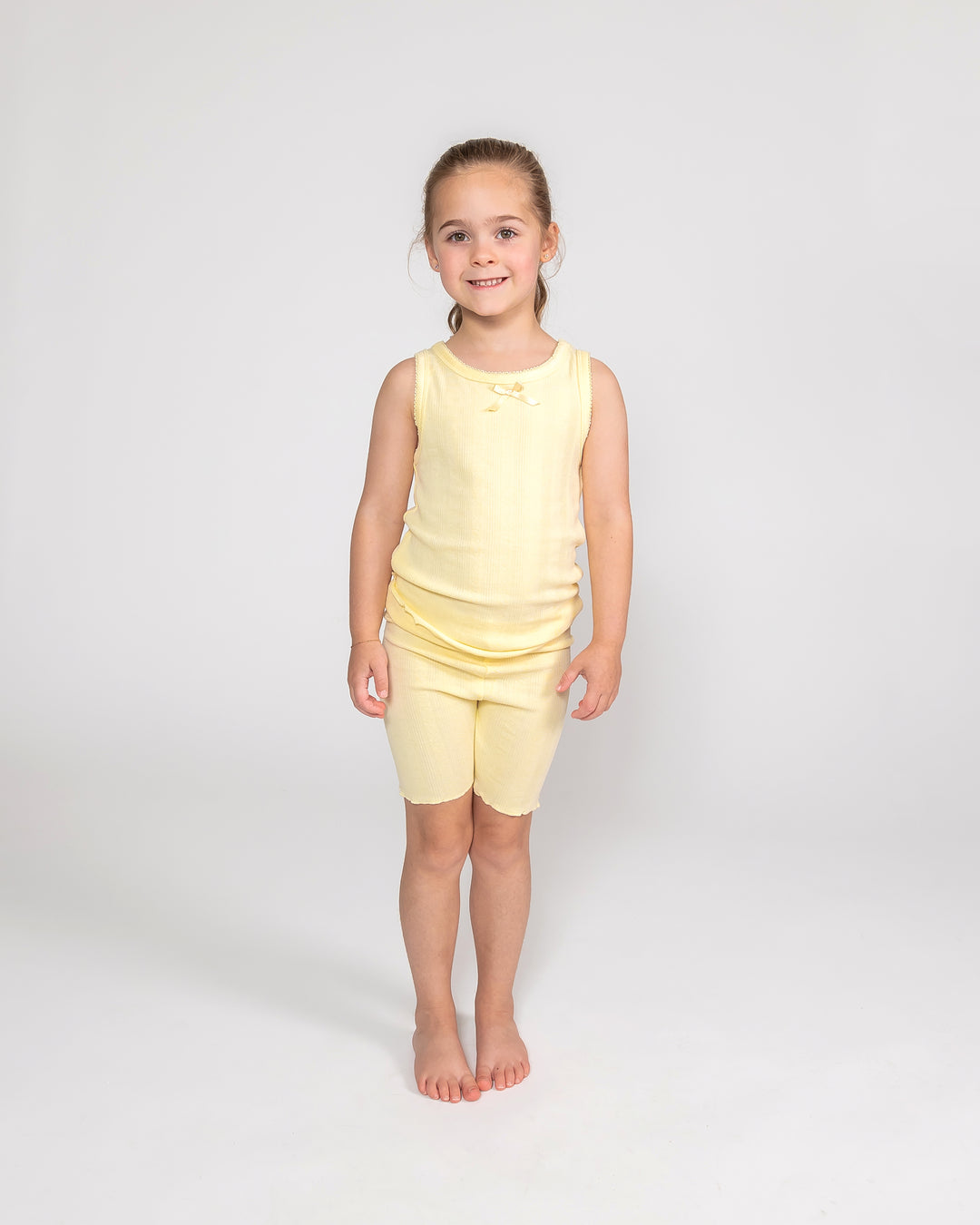 Kids Tank Top &amp; Short PJ Set - Pastel Yellow