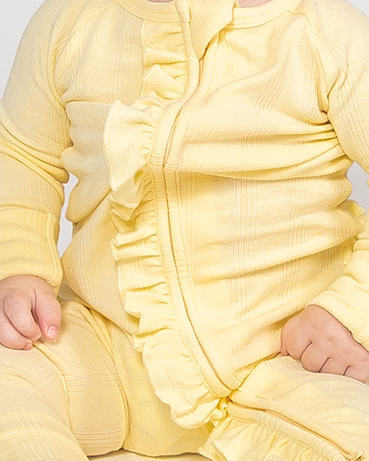 Convertible Ruffled Footed Onesie - Pastel Yellow