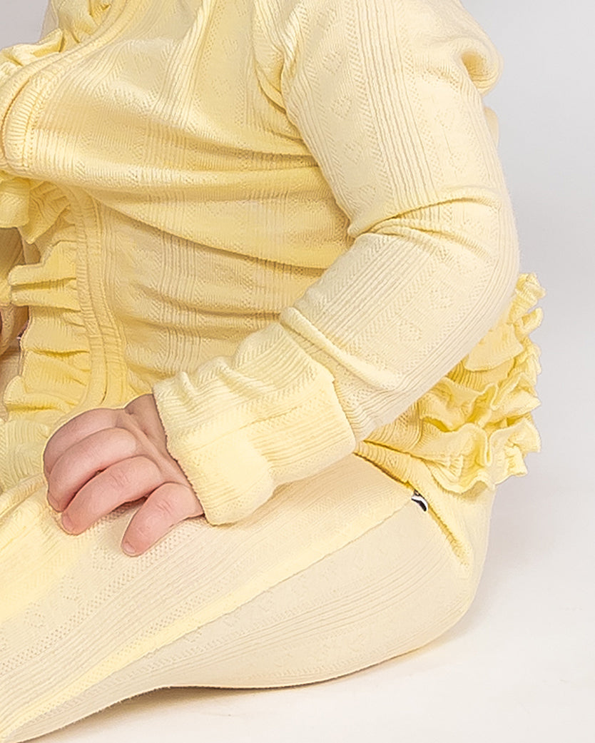 Convertible Ruffled Footed Onesie - Pastel Yellow