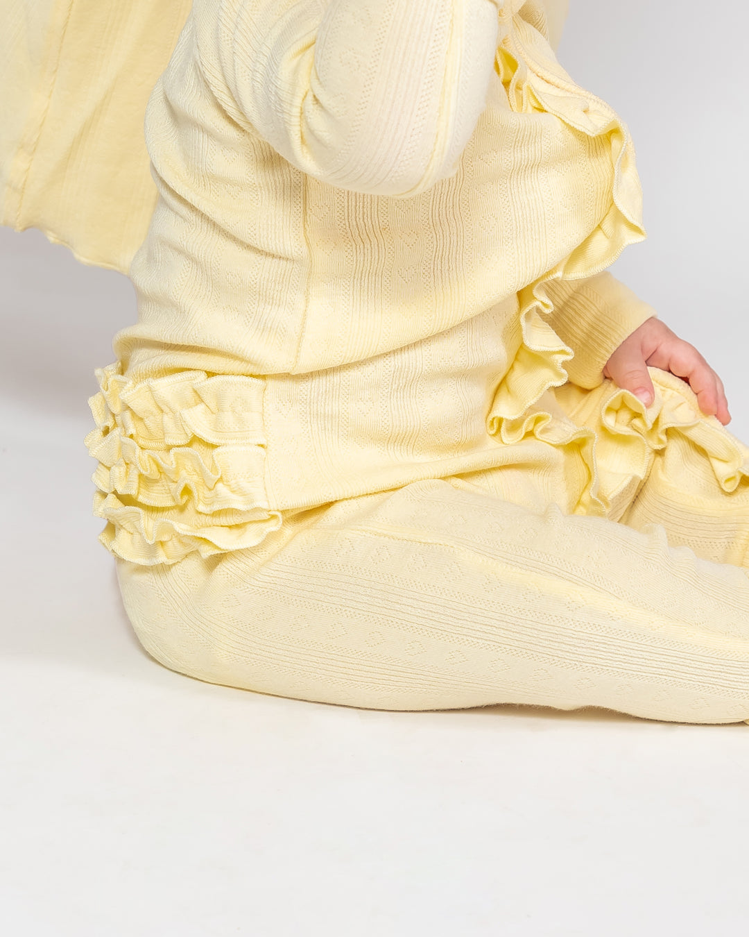 Convertible Ruffled Footed Onesie - Pastel Yellow
