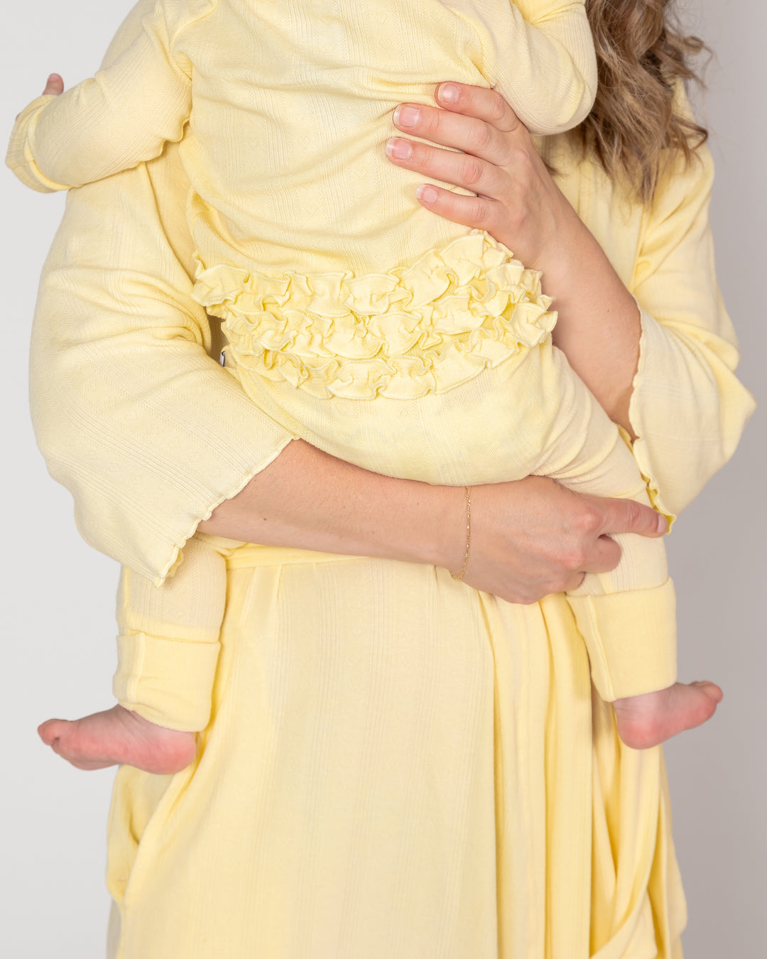 Convertible Ruffled Footed Onesie - Pastel Yellow