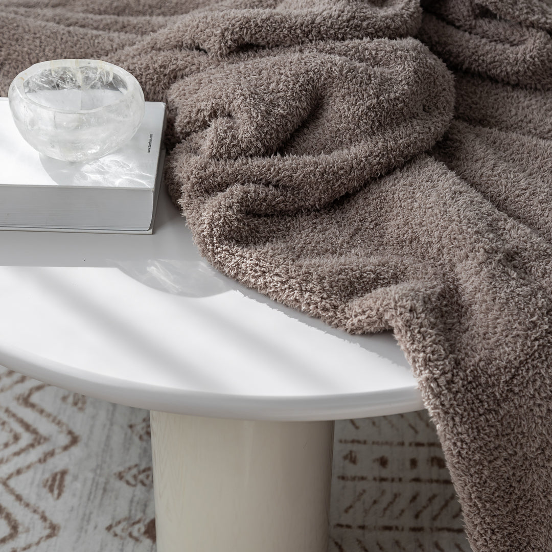 Mountain Trail Brown Solid Ribbed Border Extended Throw