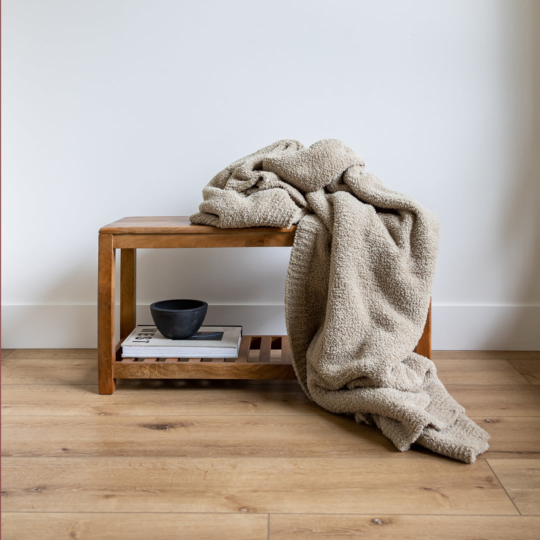 Lemon Pepper Solid Ribbed Border Extended Throw