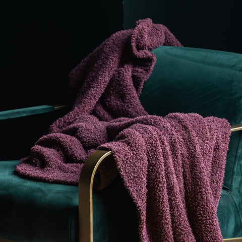 Red Mahogany Solid Ribbed Border Extended Throw