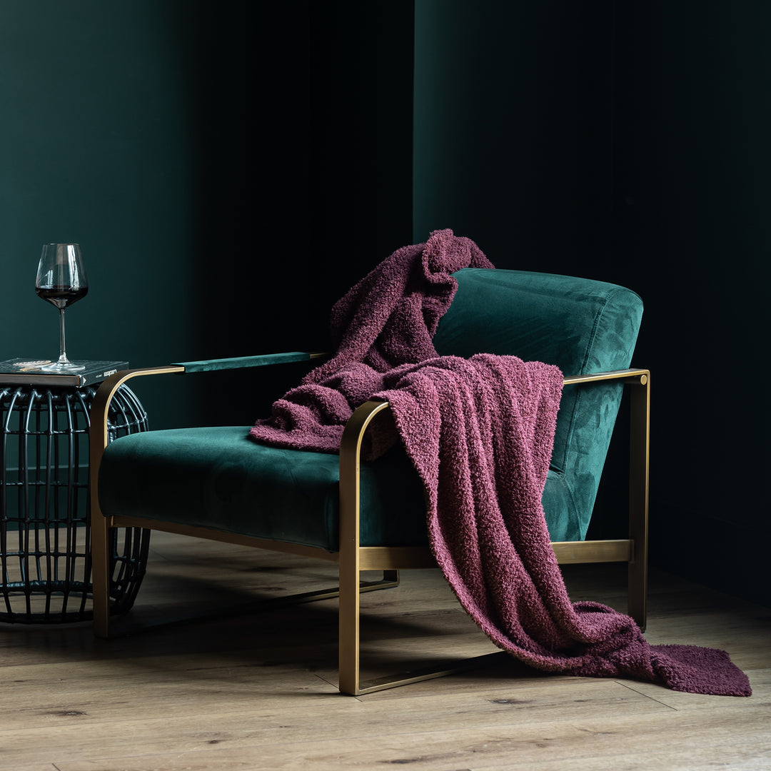 Red Mahogany Solid Ribbed Border Extended Throw