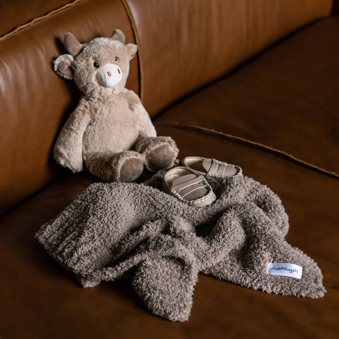 Mountain Trail Brown Solid Ribbed Border Lovey