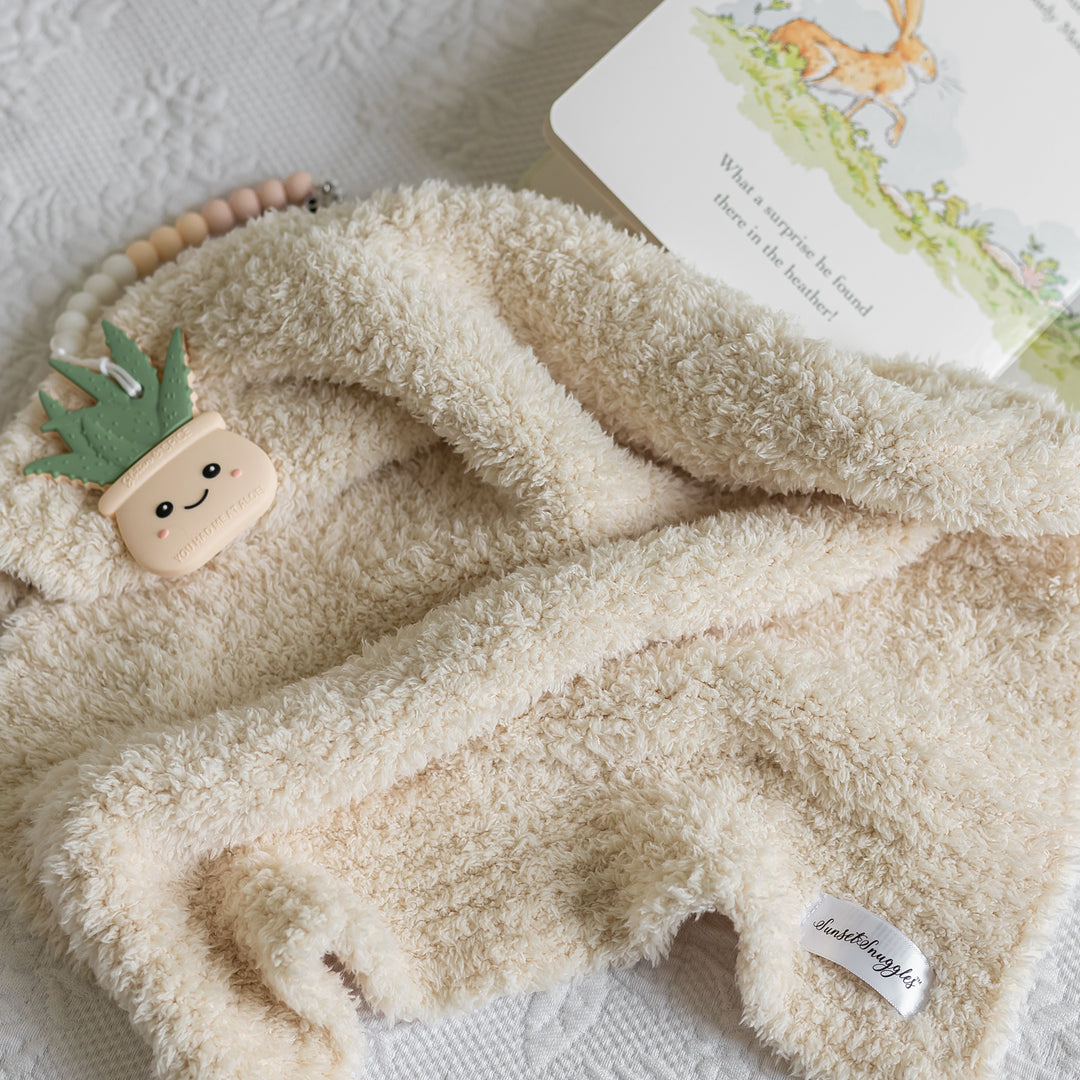 Angora Solid Ribbed Border Lovey