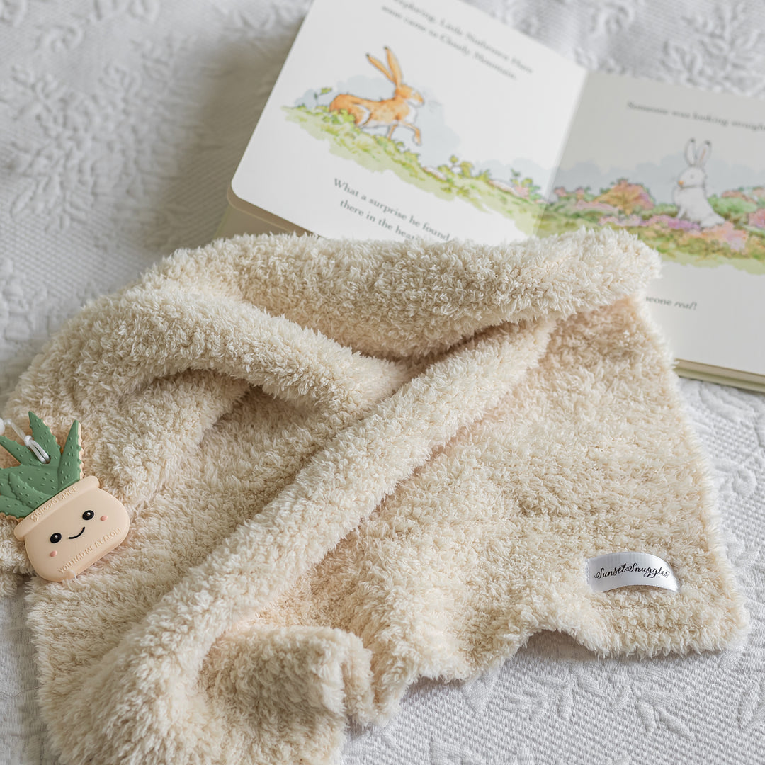 Angora Solid Ribbed Border Lovey
