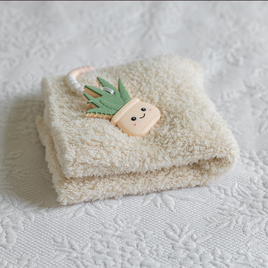 Angora Solid Ribbed Border Lovey