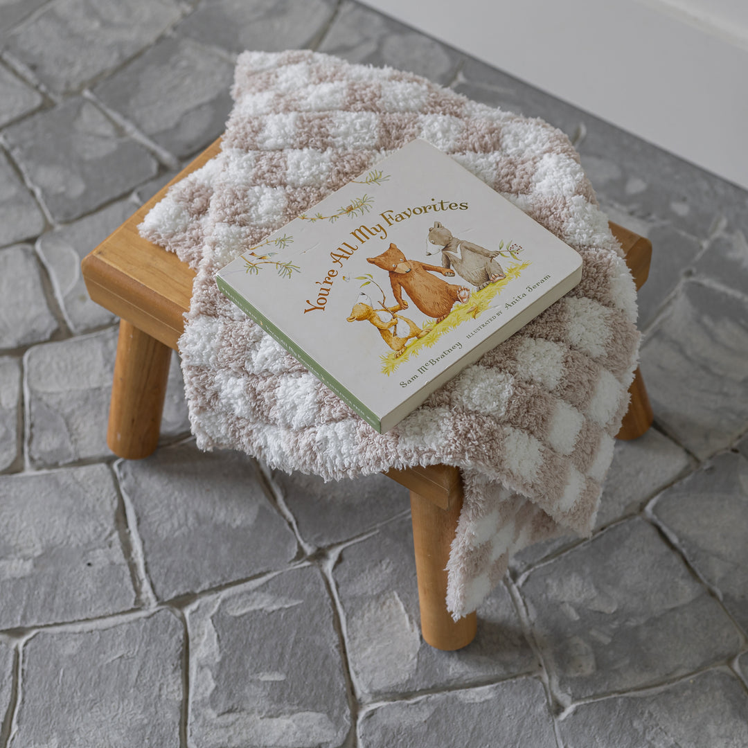 Blushing Beige & White Check Print Lovey